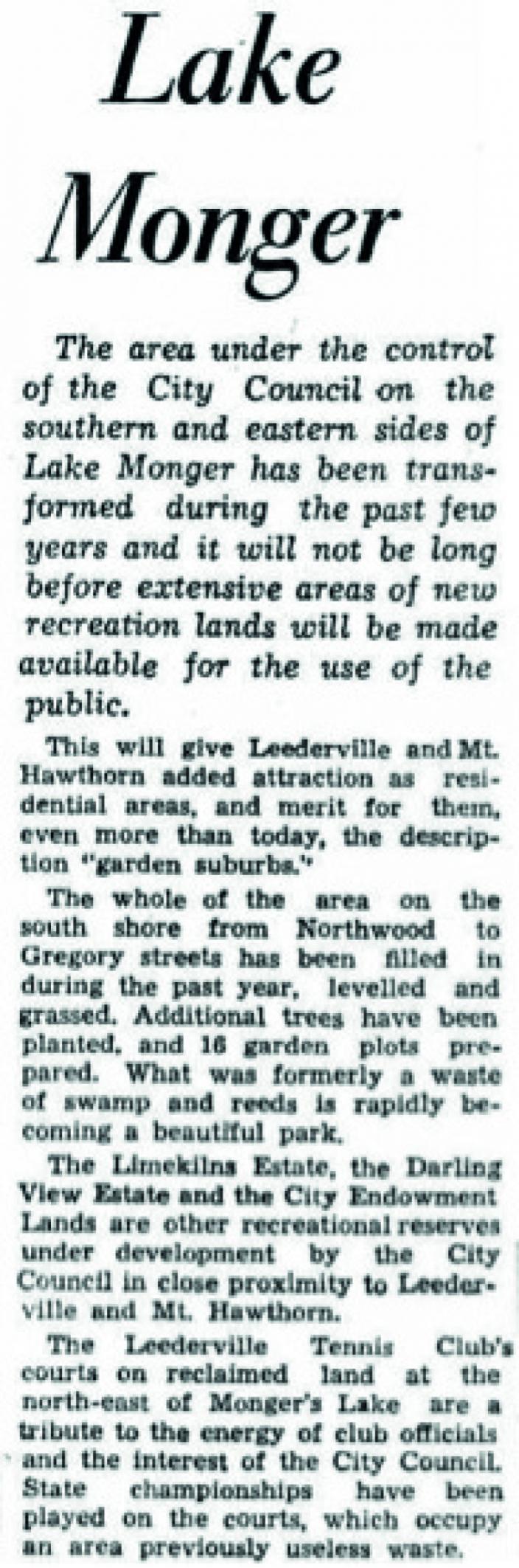 Black and white Daily News article extract 